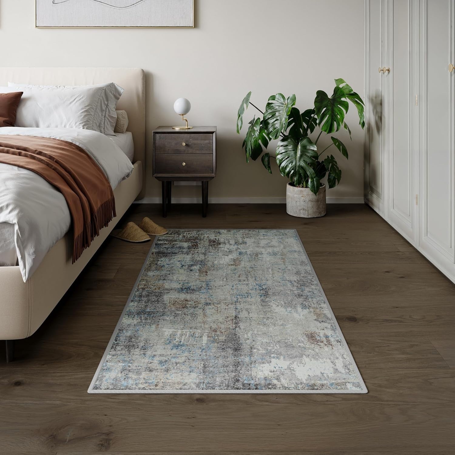 Washable Rug 80x150cm Non-Slip Soft Runner for Hallway Bedroom Atlantis Blue