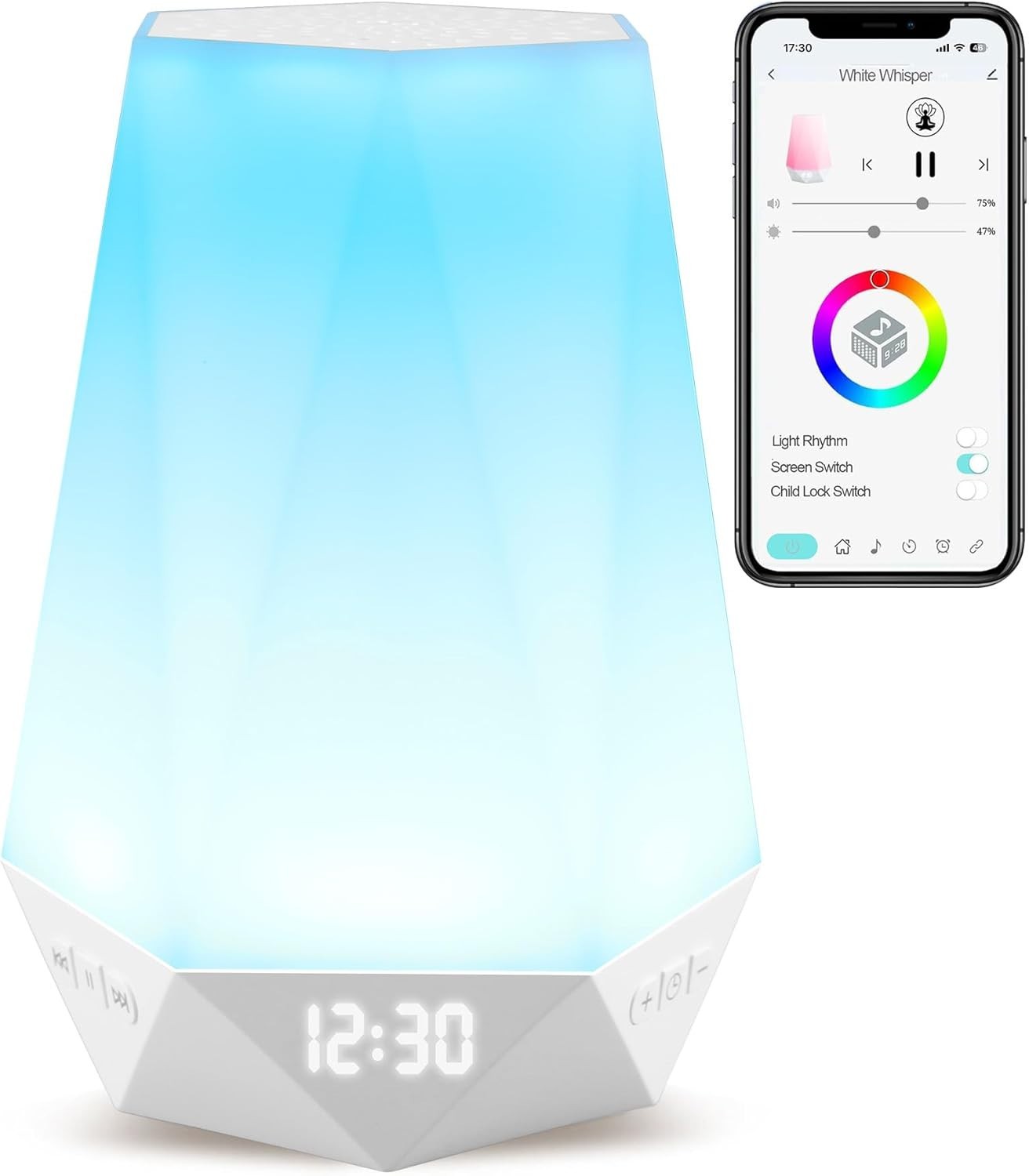 Smart White Noise Machine – 32 Soothing Sounds, Night Light & Timer