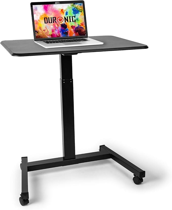 Mobile Sit Stand Laptop Desk Adjustable Height Rolling Workstation 80x50cm
