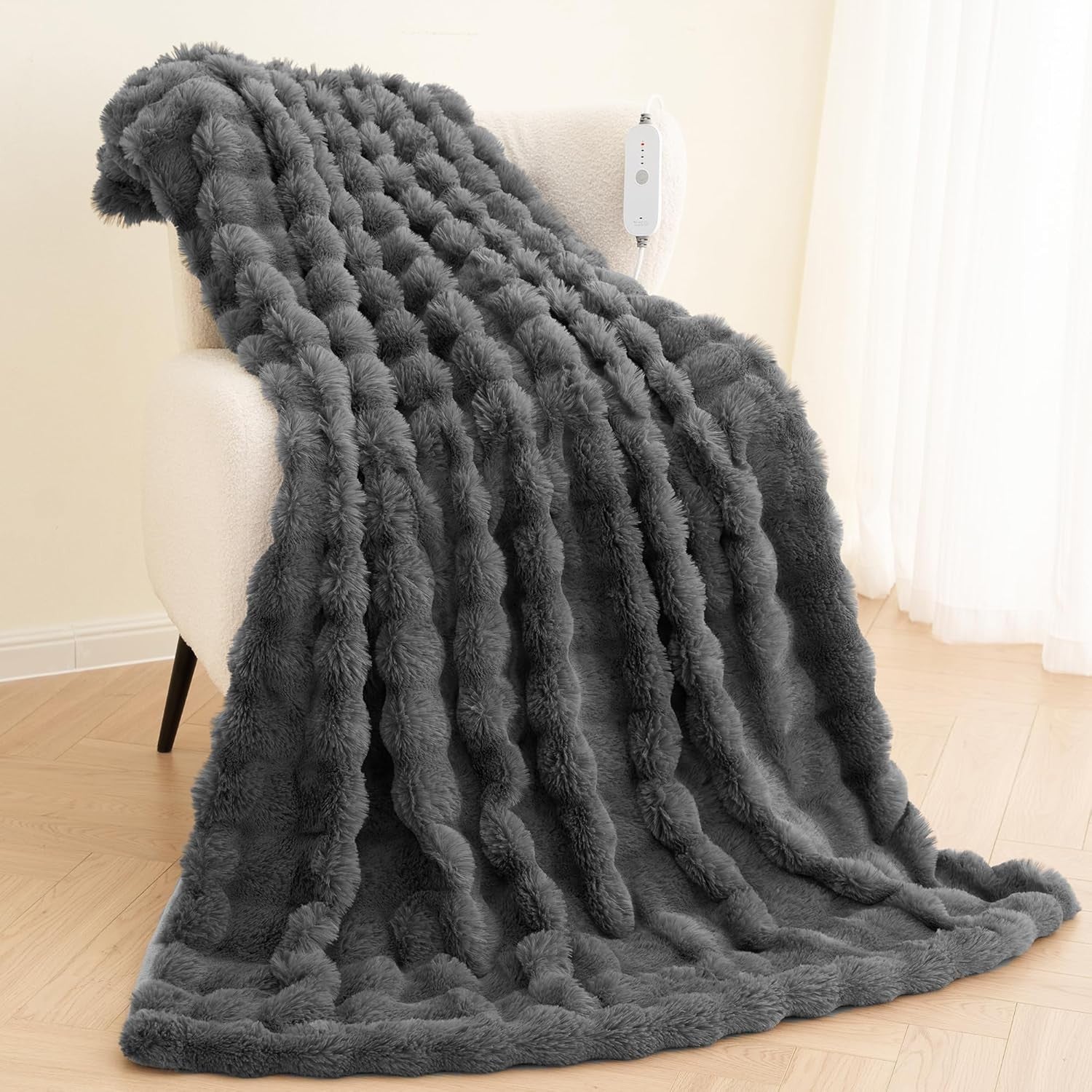 Electric Heated Throw Blanket 130x180cm Plush Fleece Fast Heat Auto Shut Off