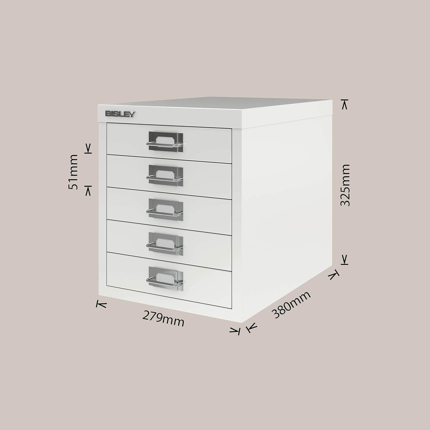 Desktop Filing Cabinet 5 Drawer Steel Office Organizer 32cm Chalk White