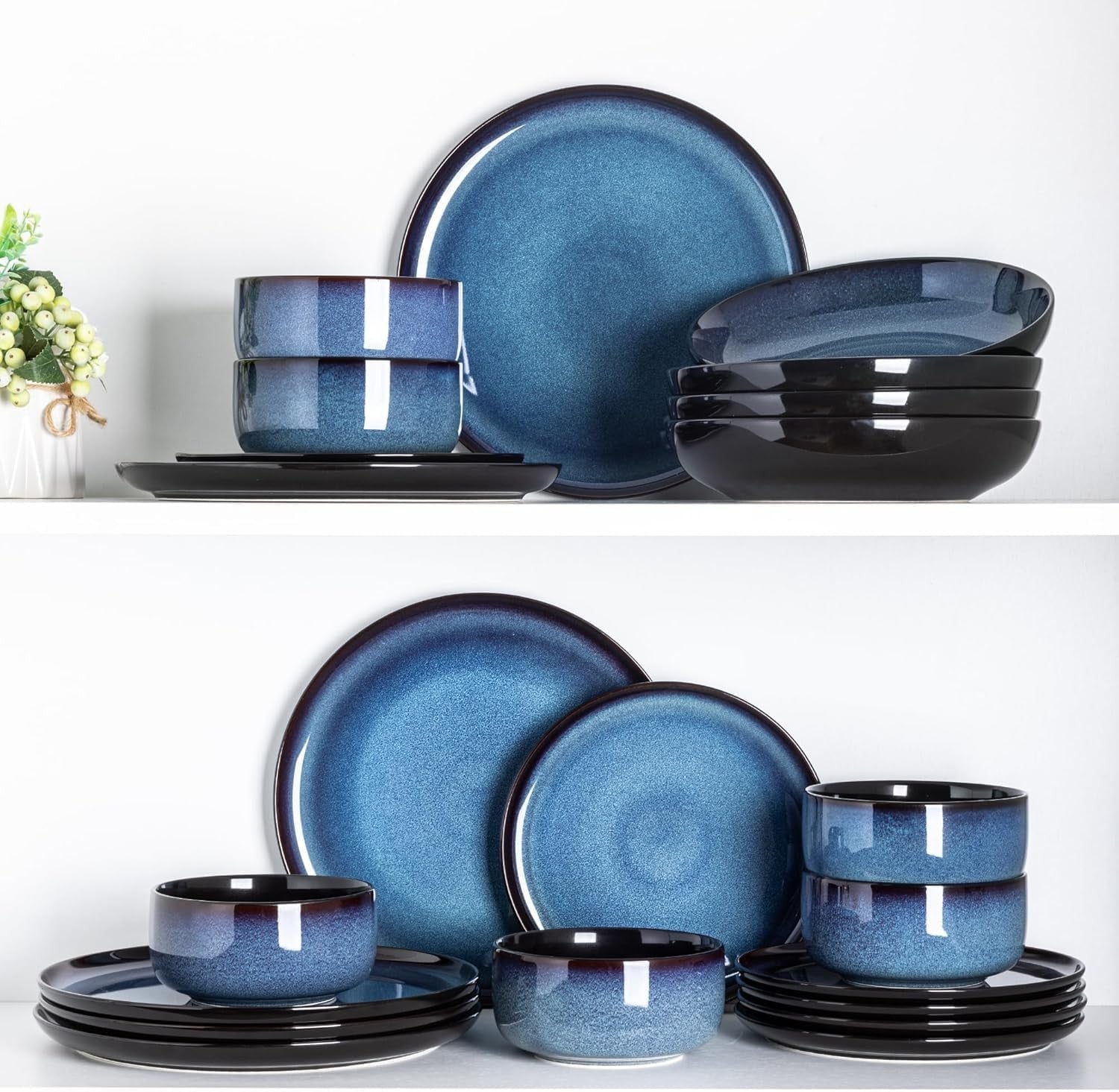 18pc Stoneware Dinner Set Chip Scratch Resistant Dishwasher Microwave Safe