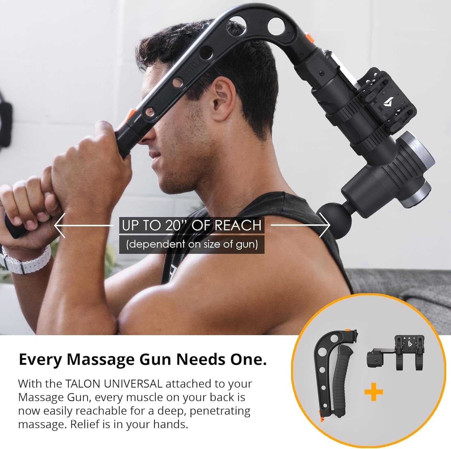 Massage Gun Extension Arm Back & Shoulder Holder Universal Deep Tissue Mount