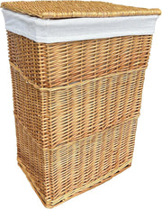 Large Wicker Laundry Basket with Lid & Washable Liner – Natural Willow Hamper