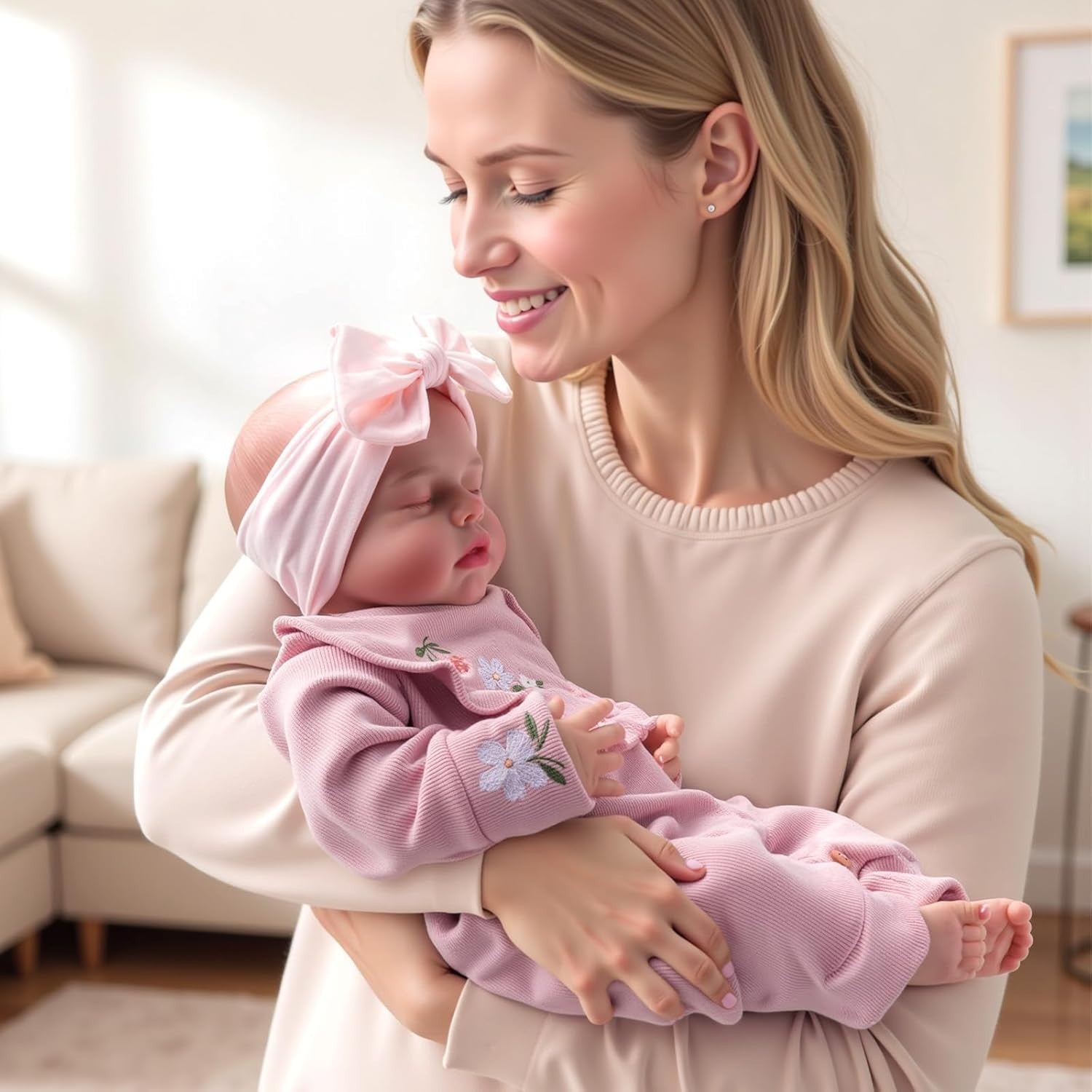 20” Reborn Baby Doll Sleeping Girl Soft Body Pink Outfit