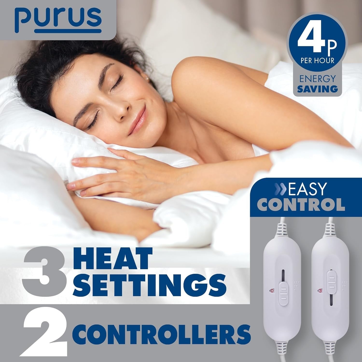 Double Electric Underblanket White 193x137cm Dual Control Heated Mattress