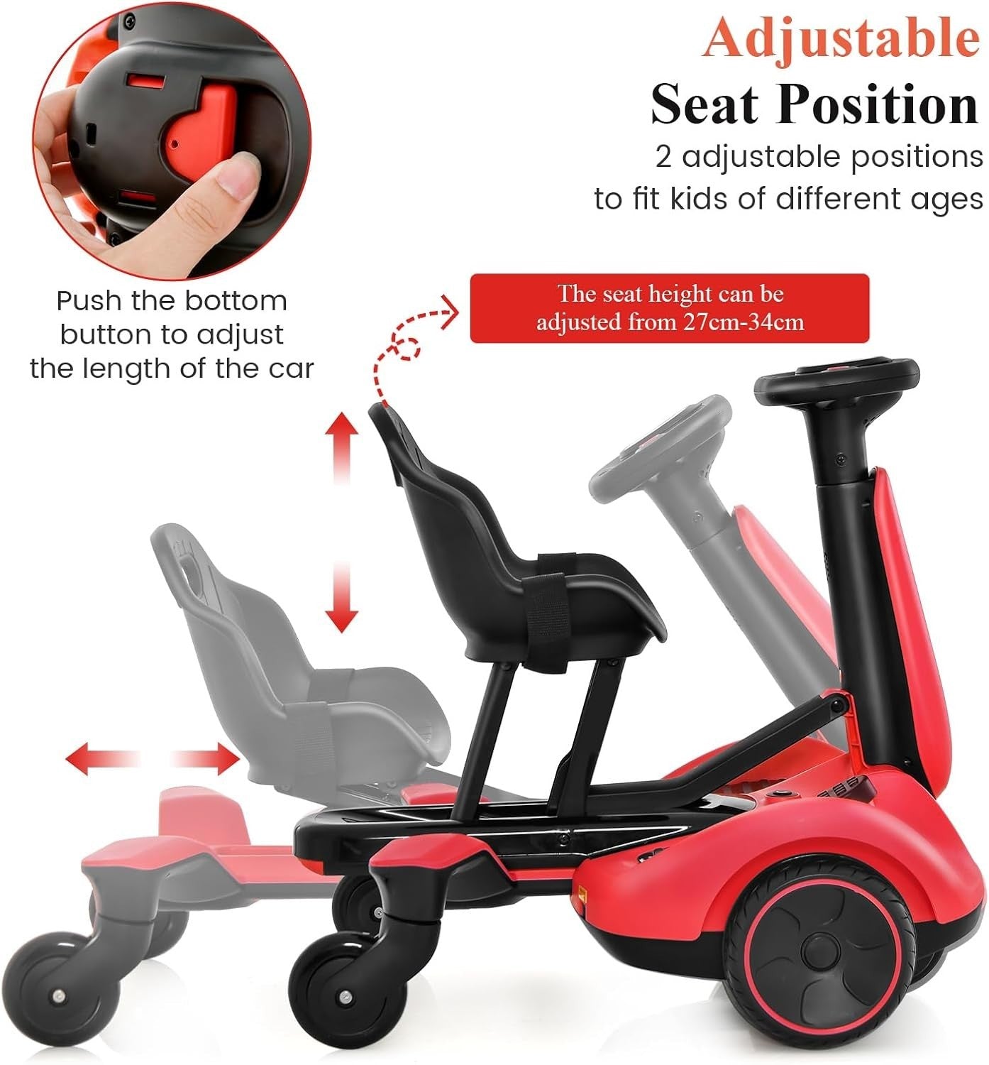 Kids Electric Racing Kart 6V 360° Drift Car Adjustable Seat Red 3-8Y