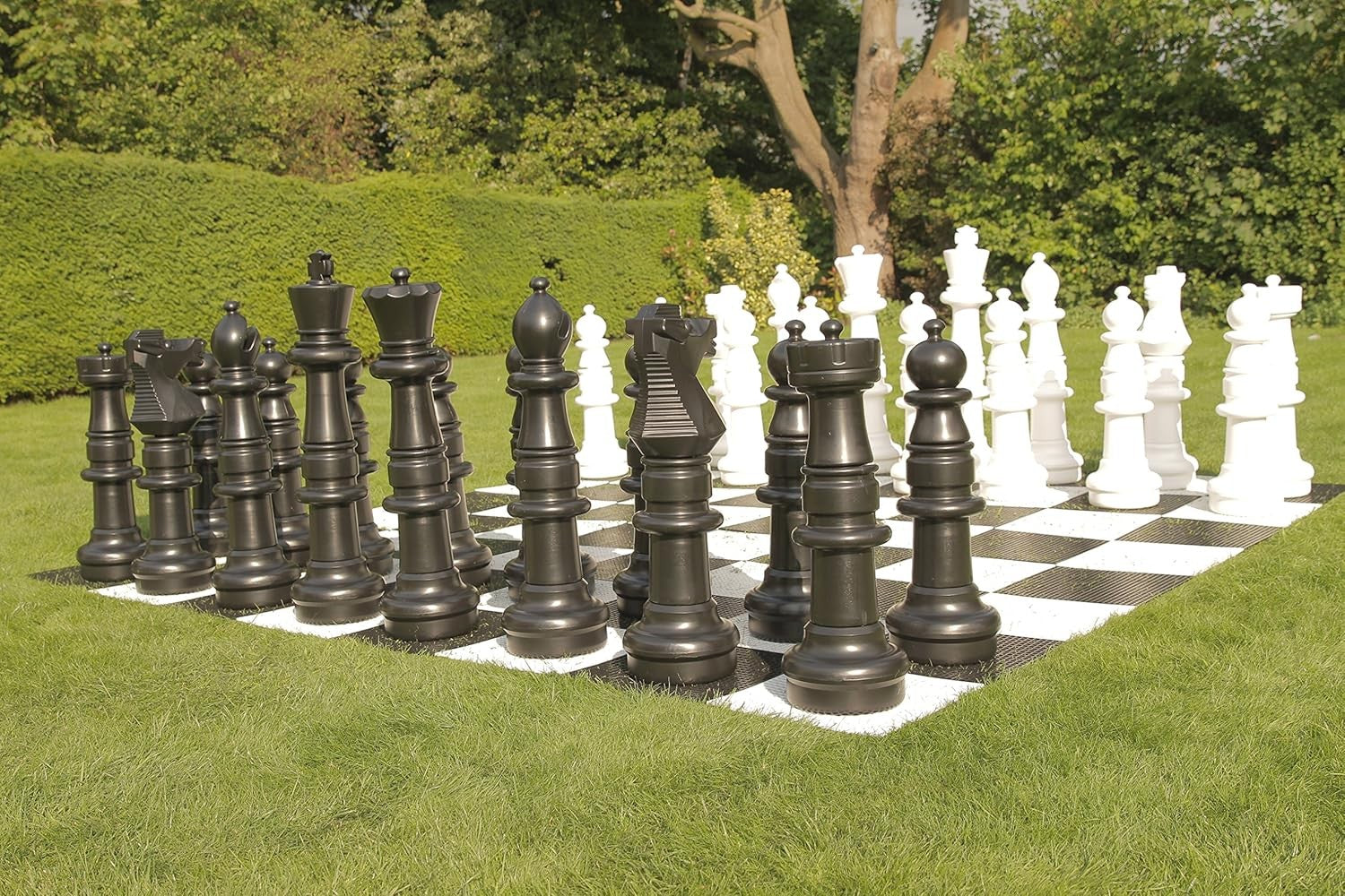 Giant 90cm Outdoor Mega Chess Set with Board Mat | UV-Treated Garden Chess
