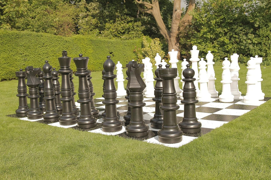 Giant 90cm Outdoor Mega Chess Set with Board Mat | UV-Treated Garden Chess