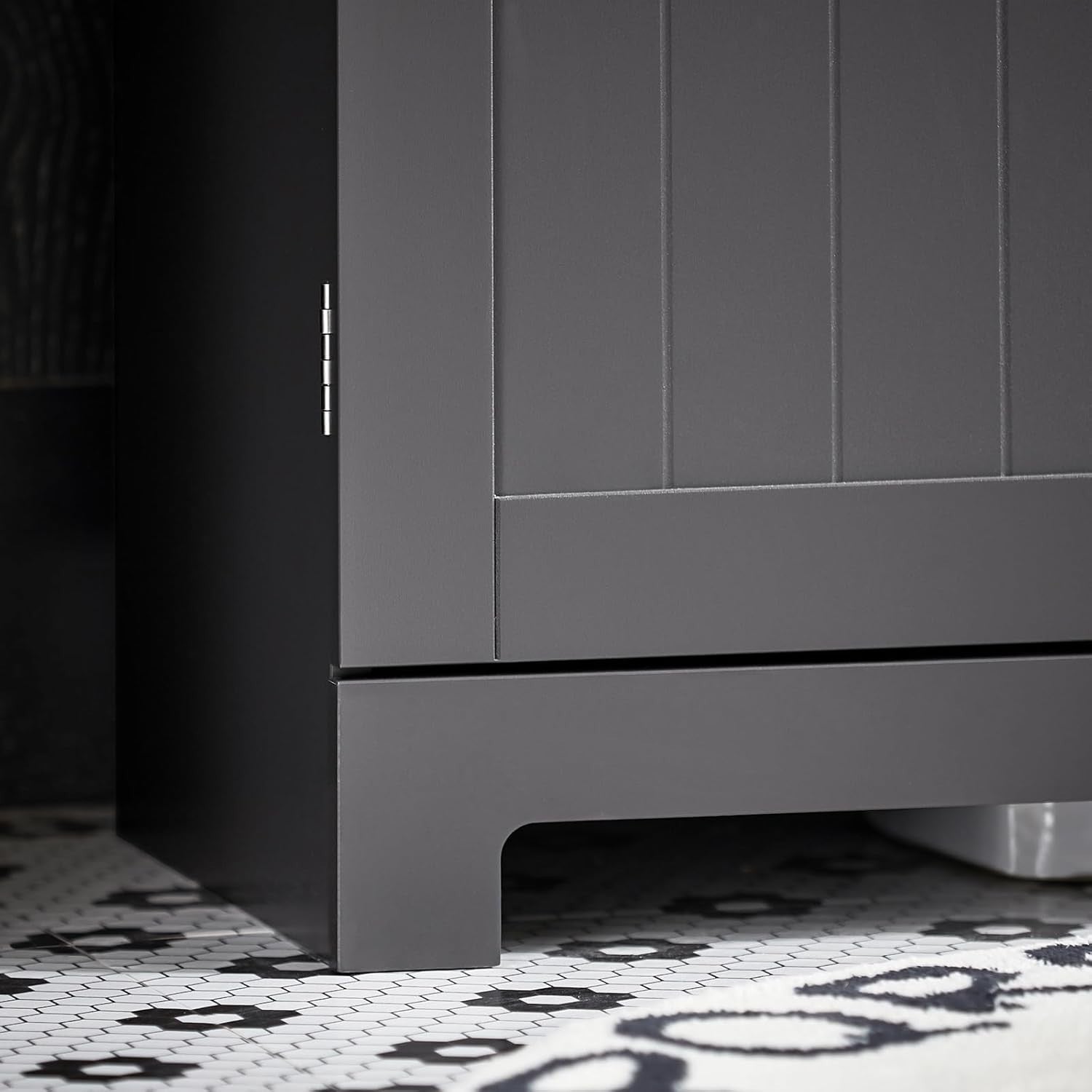 Modern Under Sink Bathroom Cabinet 60x60cm – Dark Grey MDF Storage Unit w/ Shelf