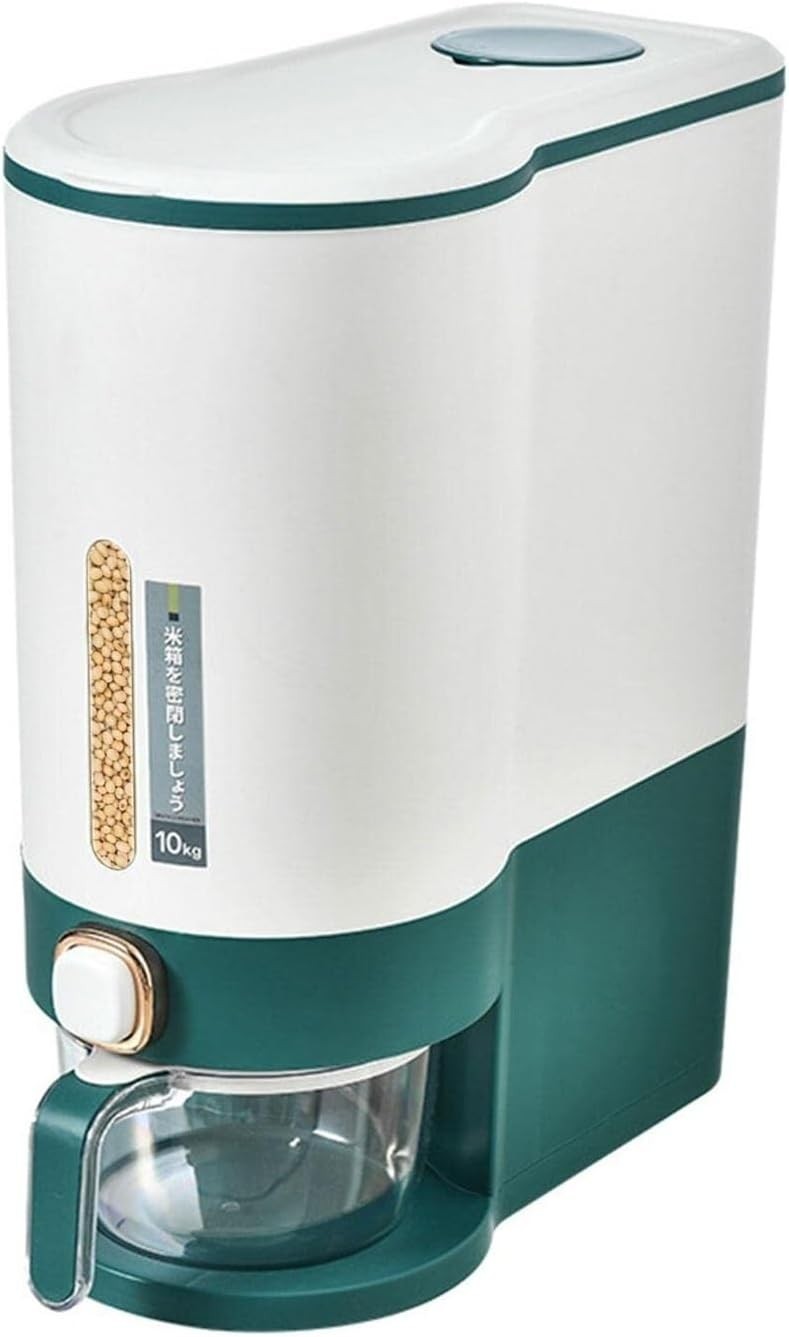 10KG Rice Storage Container One Touch Dispenser Airtight Grain Bin