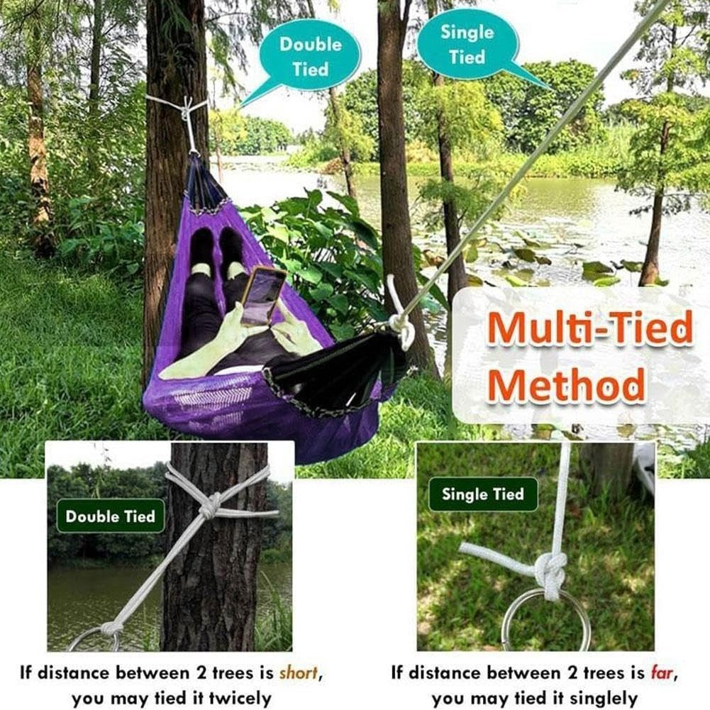 Camping Hammock Green Nylon Mesh Rope Swing Portable 100kg Load