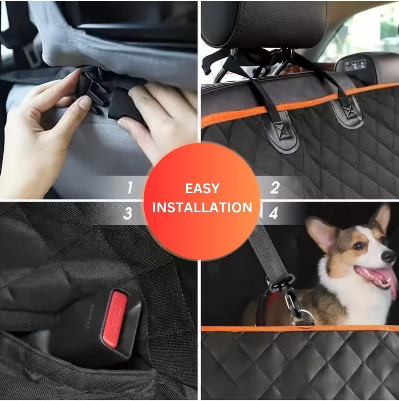 Waterproof Dog Car Seat Cover Hammock Mesh Window Side Flaps