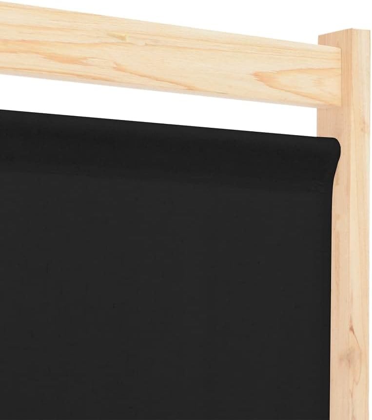 6-Panel Folding Room Divider Privacy Screen Black Fabric 240x170cm Home Partitio