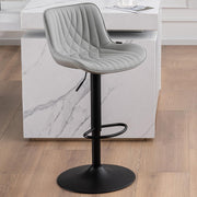 Grey Bar Stool PU Leather Swivel Height Adjustable Kitchen Chair