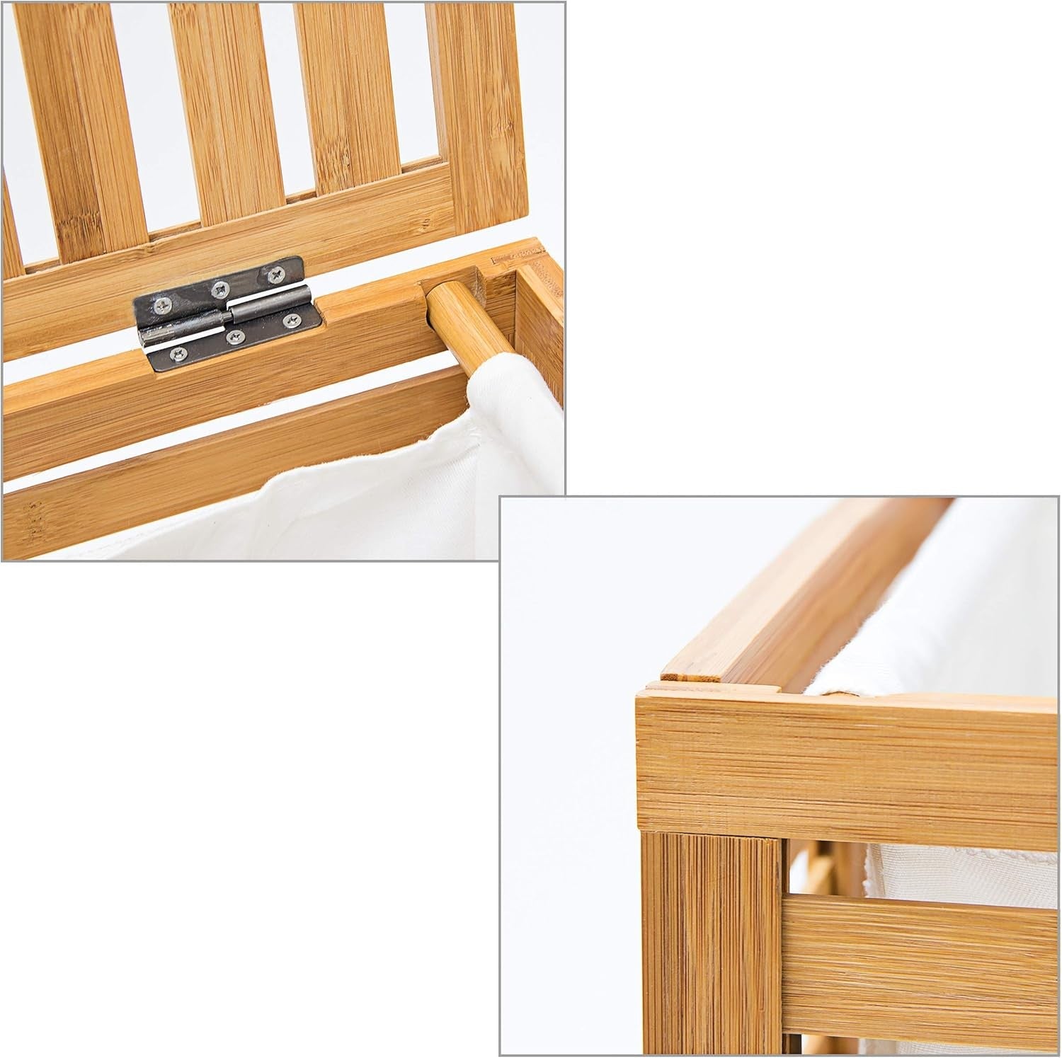 100L Natural Bamboo Laundry Hamper with Lid & Liner – Large Wooden Laundry Baske