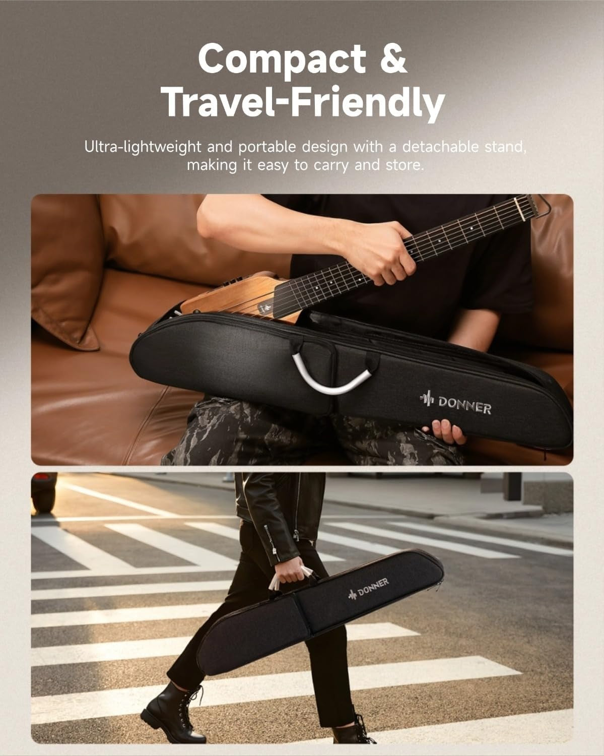 Headless Travel Acoustic Electric Guitar Ultra Light w Gig Bag