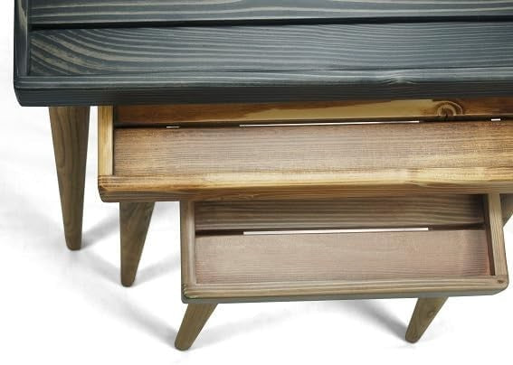 Nesting Coffee Side End Tables Wood Set Mid-Century Modern Rustic Accent