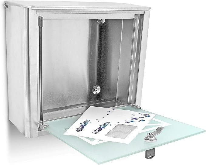 Wall Mounted Lockable Mailbox Waterproof Stainless Steel Frosted Large Slot