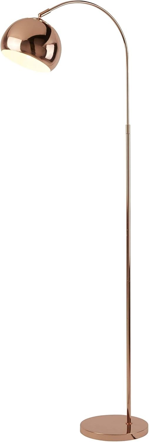 Modern Copper Arch Floor Lamp with Adjustable Dome Shade & Foot Switch