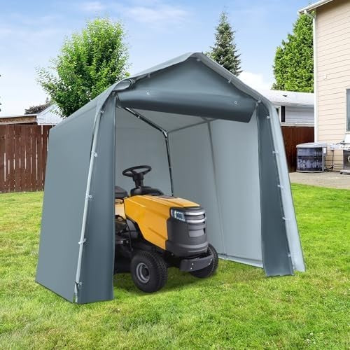 Outdoor Storage Tent 2.4x2.4m Waterproof PE Shelter with Steel Frame Grey