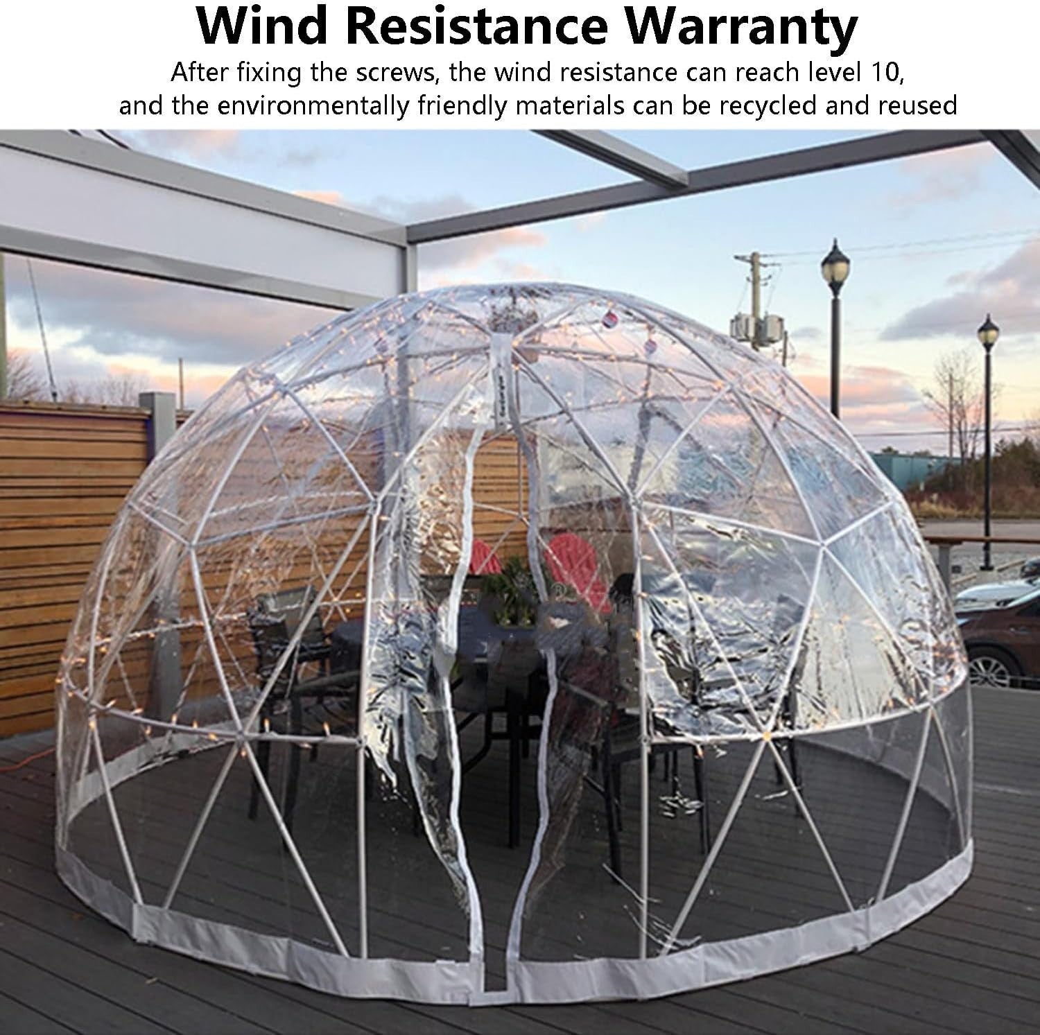 Luxury 12ft Geodesic Dome Greenhouse PVC Transparent 360° Outdoor Garden Pod