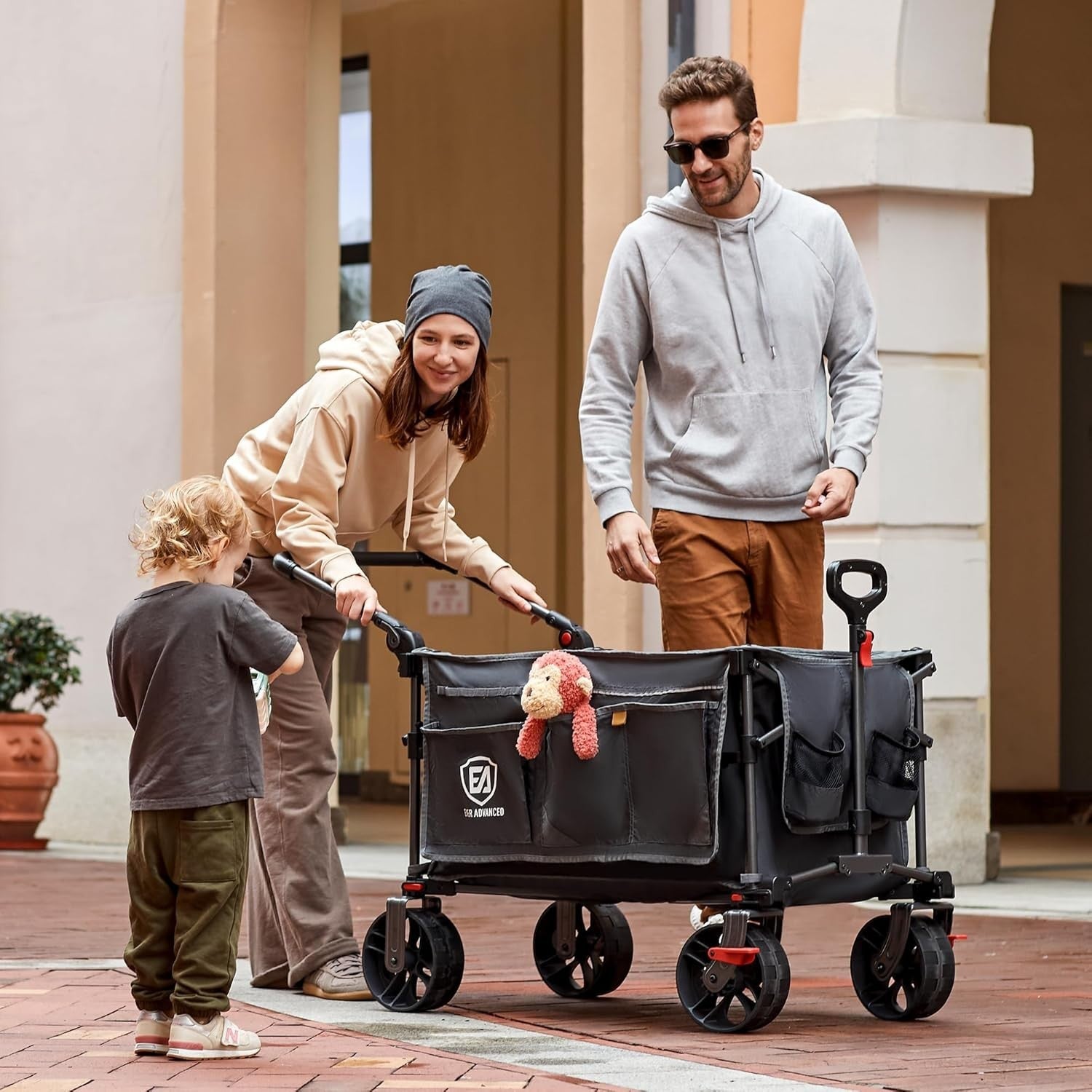 Grey 225L Heavy Duty Folding Camping Wagon w/ Canopy 150kg Festival Trolley