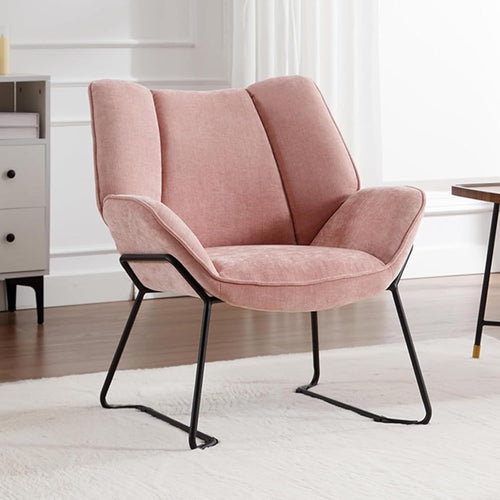 Pink Chenille Tub Chair Accent Armchair Living Room Bedroom Lounge Seat