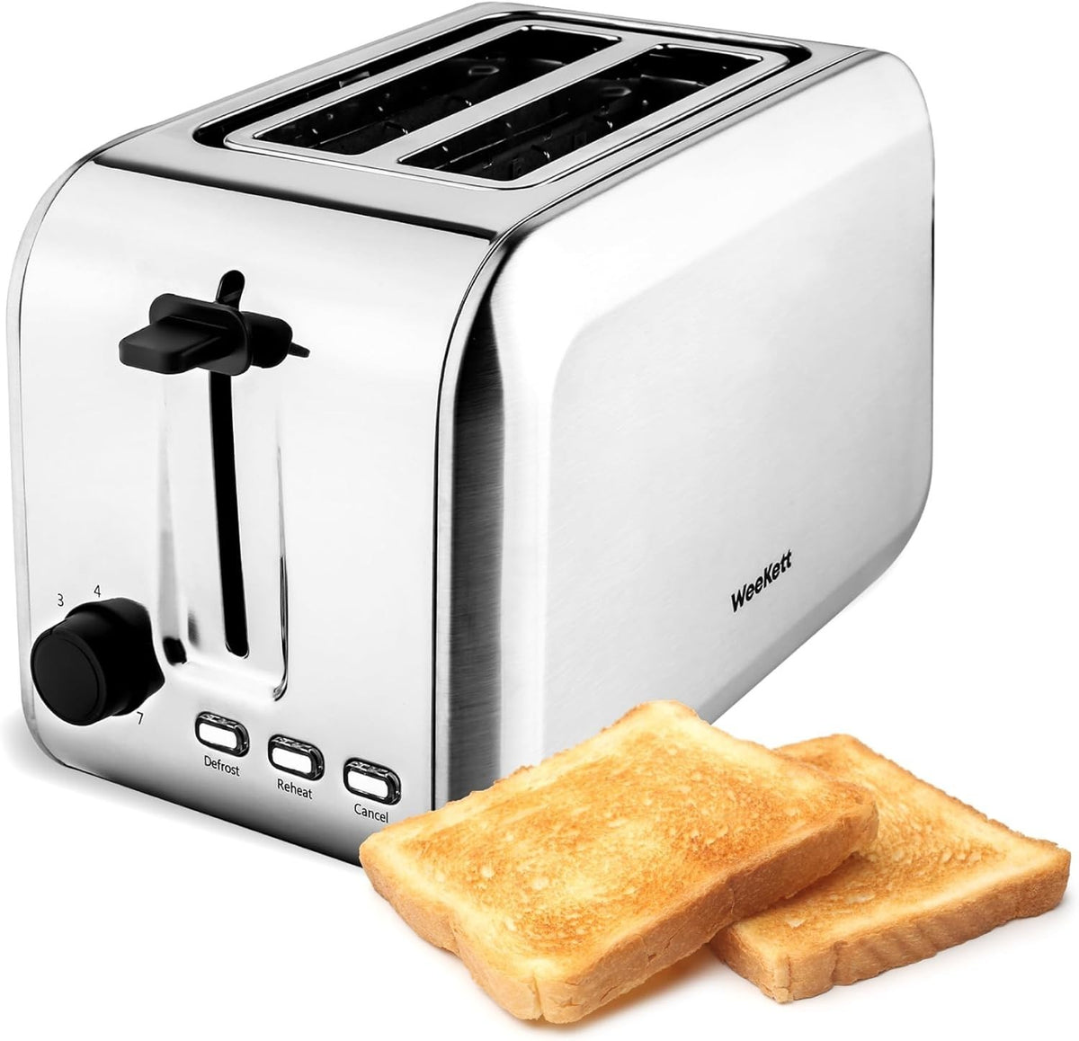 2 Slice Toaster Stainless Steel Wide Slot Variable Browning Compact Kitchen
