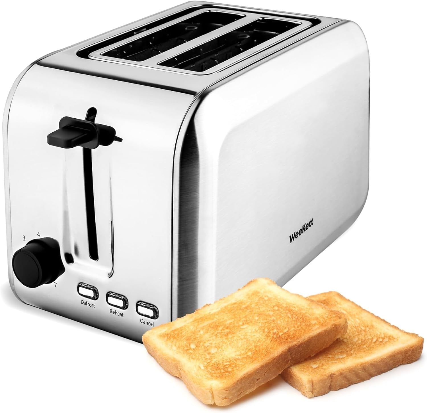 2 Slice Toaster Stainless Steel Wide Slot Variable Browning Compact Kitchen