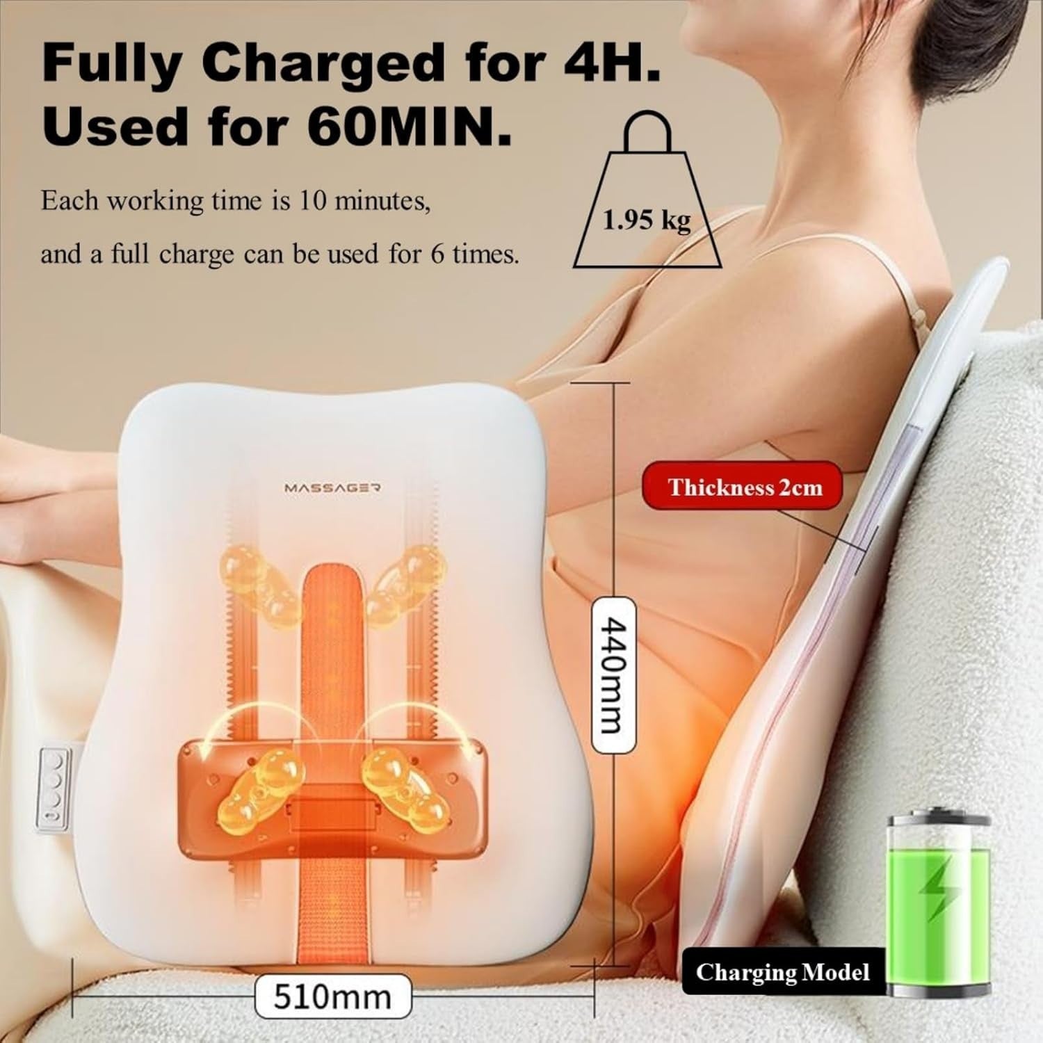 Heated Shiatsu Back Massager Pad Neck Waist Leg Full Body Pain Relief