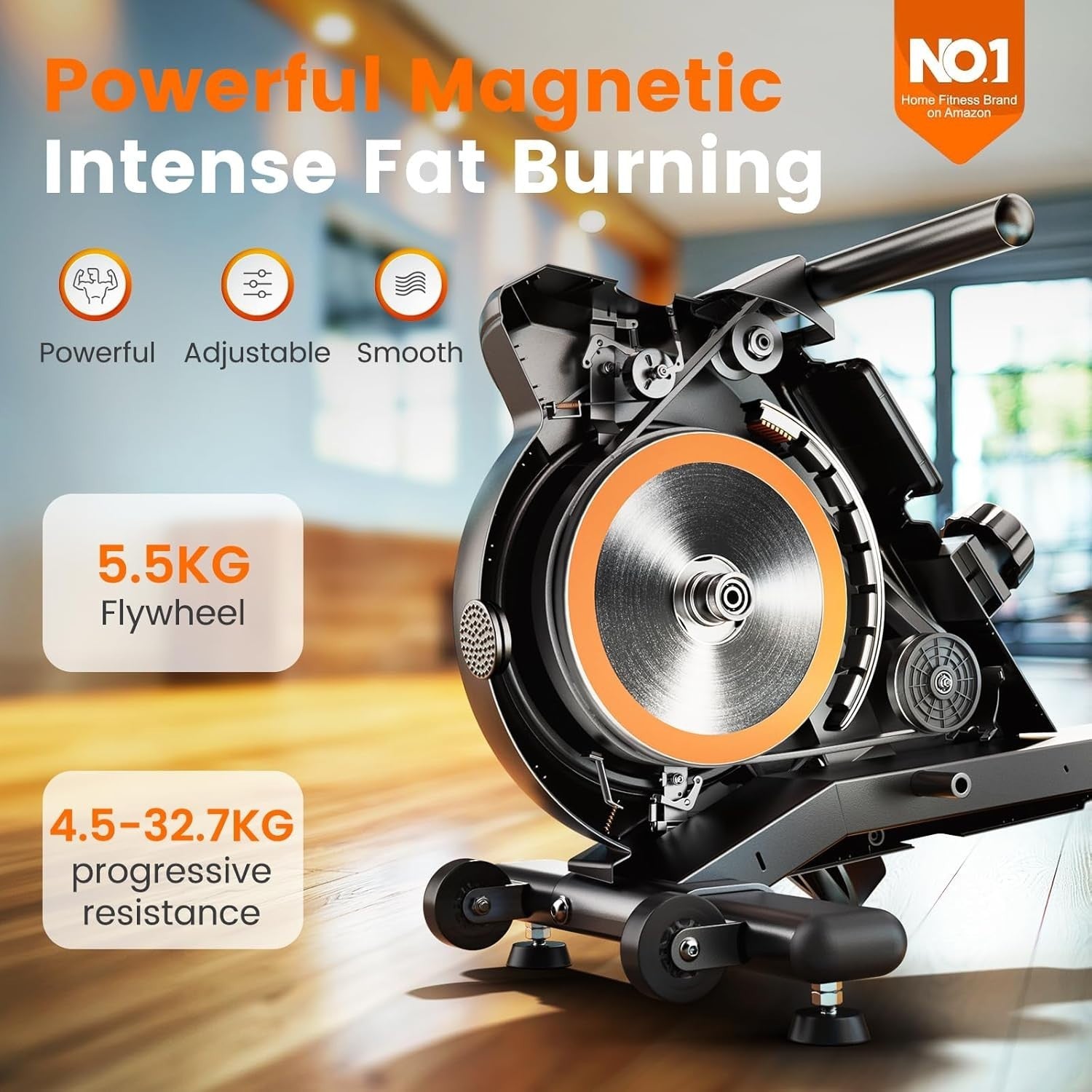 Quiet Magnetic Rowing Machine 16-Level Resistance App LCD Rower 160KG Home Use