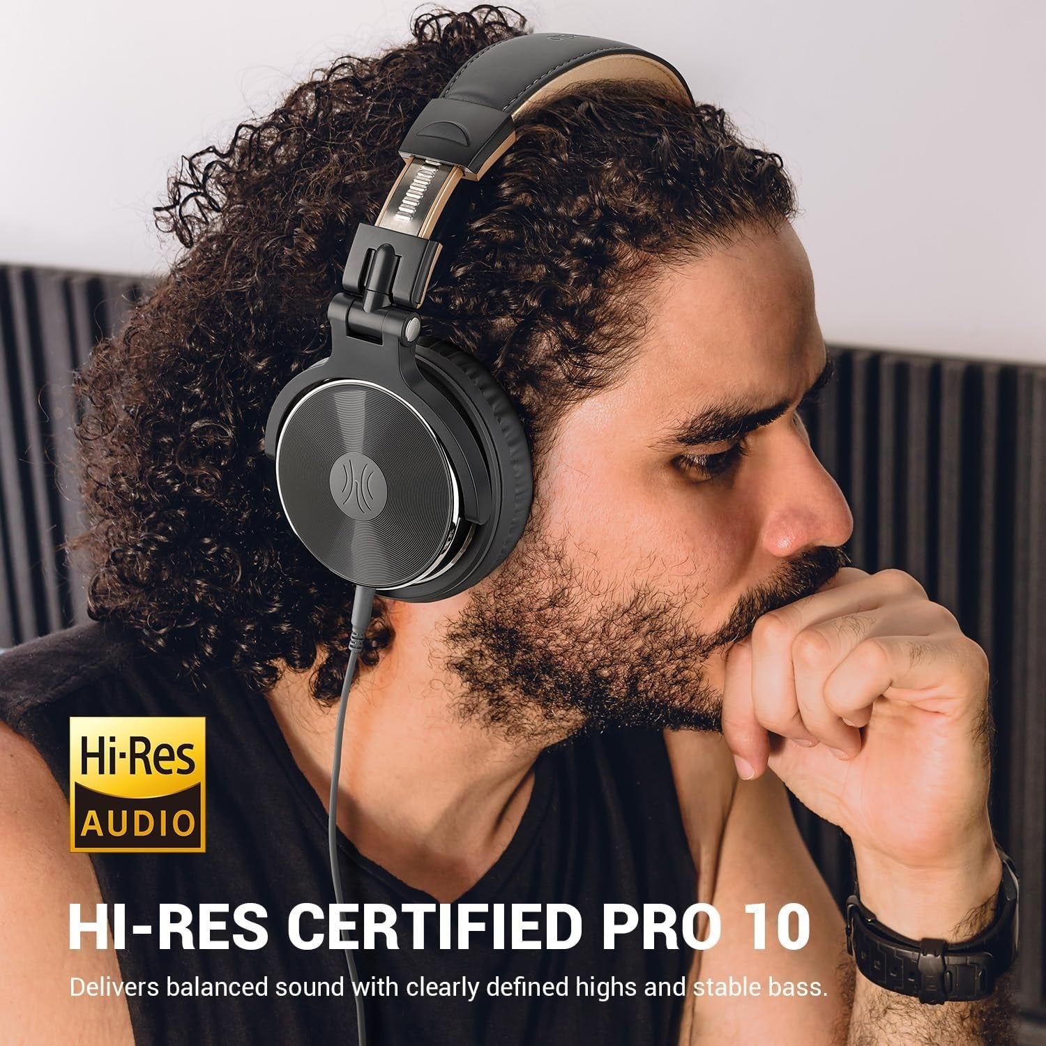 Studio Over Ear Headphones Hi-Fi 50mm Drivers Wired DJ Monitoring Grey