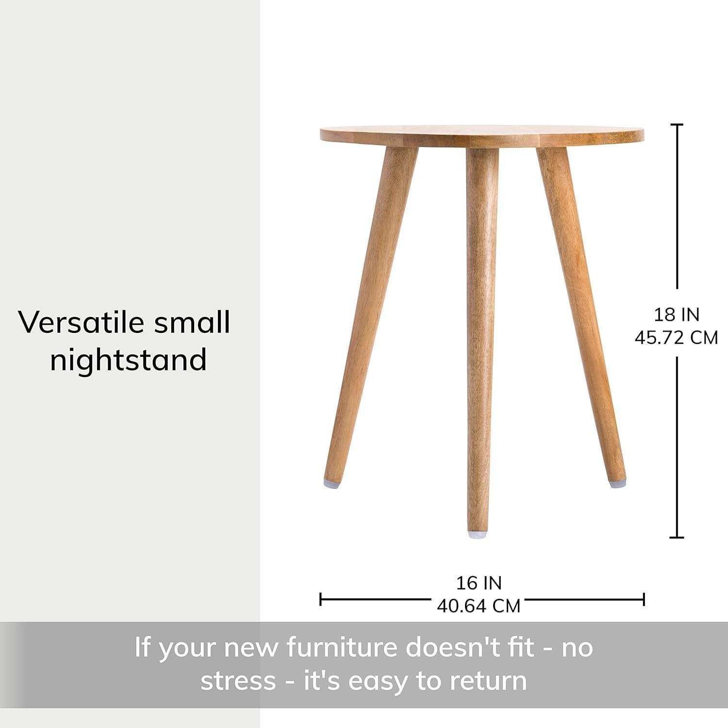Triangle End Table Small Side Table Solid Wood Modern Minimalist 40x40x45cm