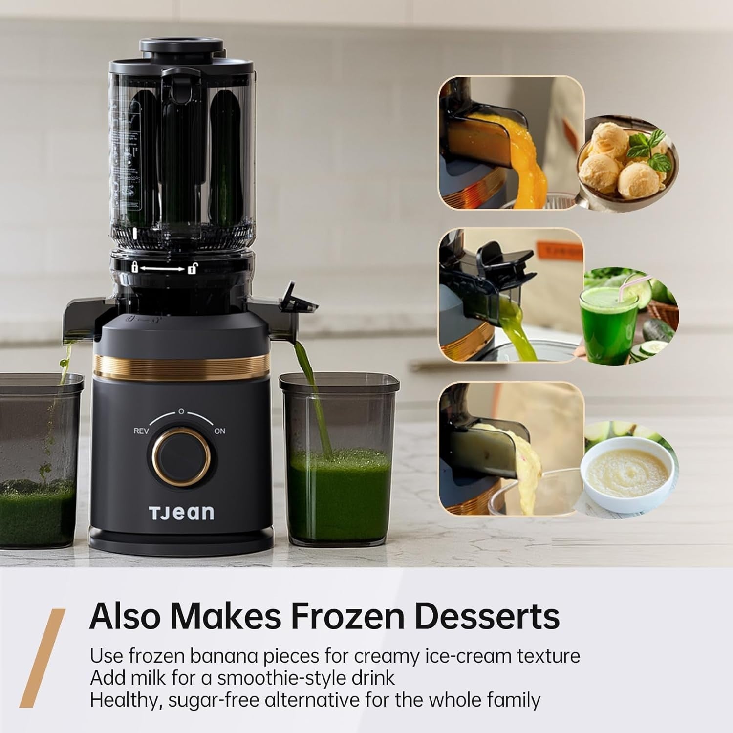 Cold Press Juicer Whole Fruit Slow Masticating 110mm Chute 150W
