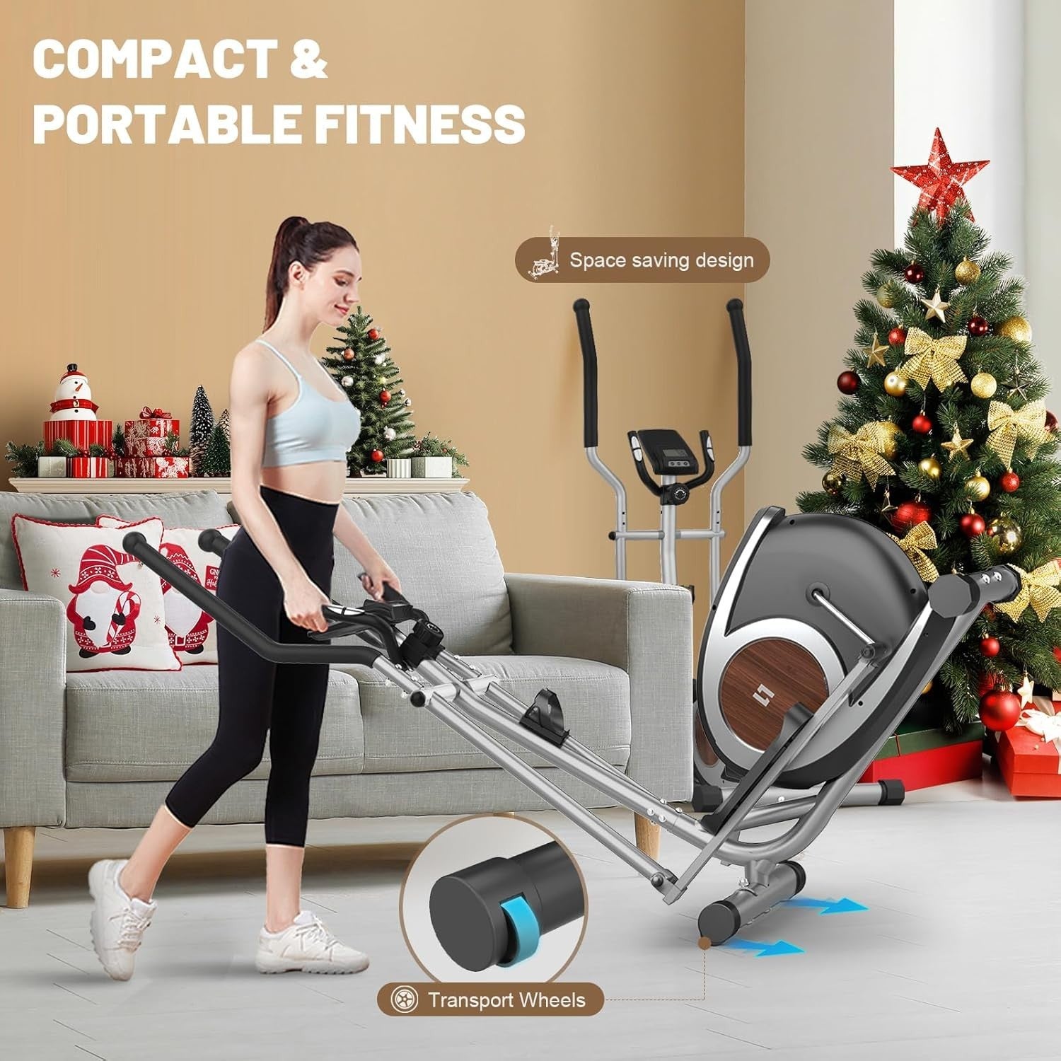 16-Level Magnetic Elliptical Cross Trainer Home Gym with LCD & Pulse Sensor