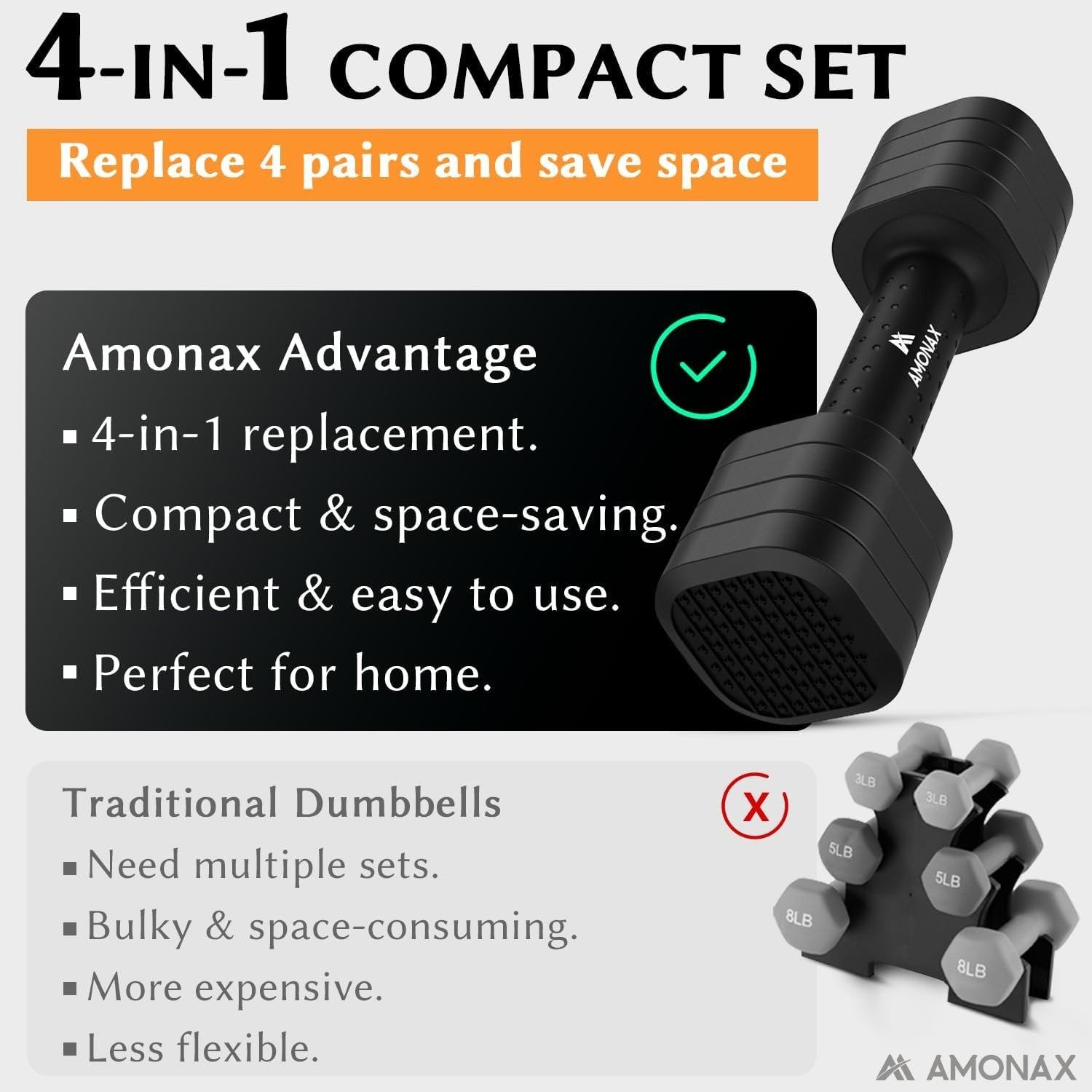 4-in-1 Adjustable Dumbbells Pair 1–5KG Quick Lock Hand Weights Set