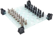 Luxury Vampire & Werewolf Chess Set 44cm | Hand-Painted Resin Pieces on Glass Bo