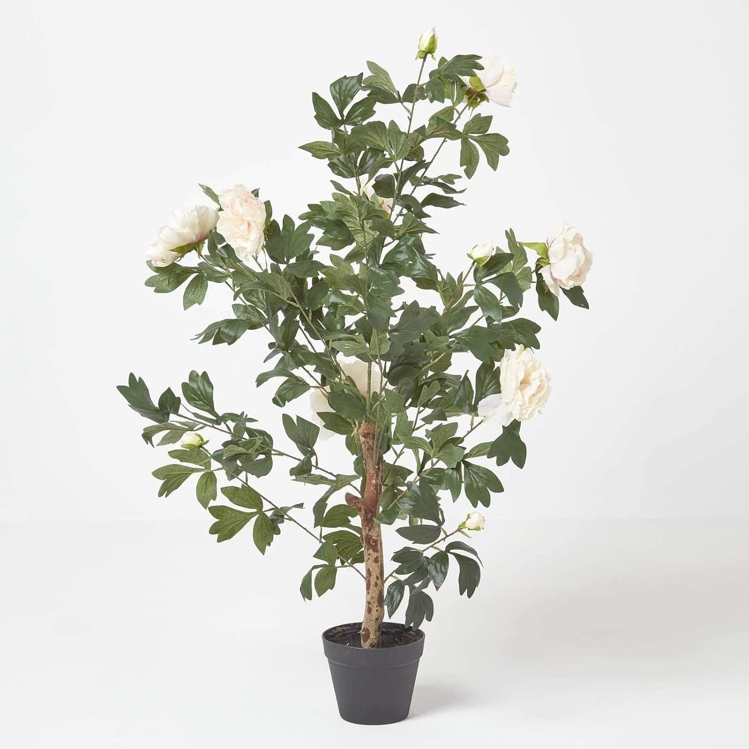 Artificial Peach Peony Tree 100cm in Black Pot Faux Indoor Decorative Plant Home