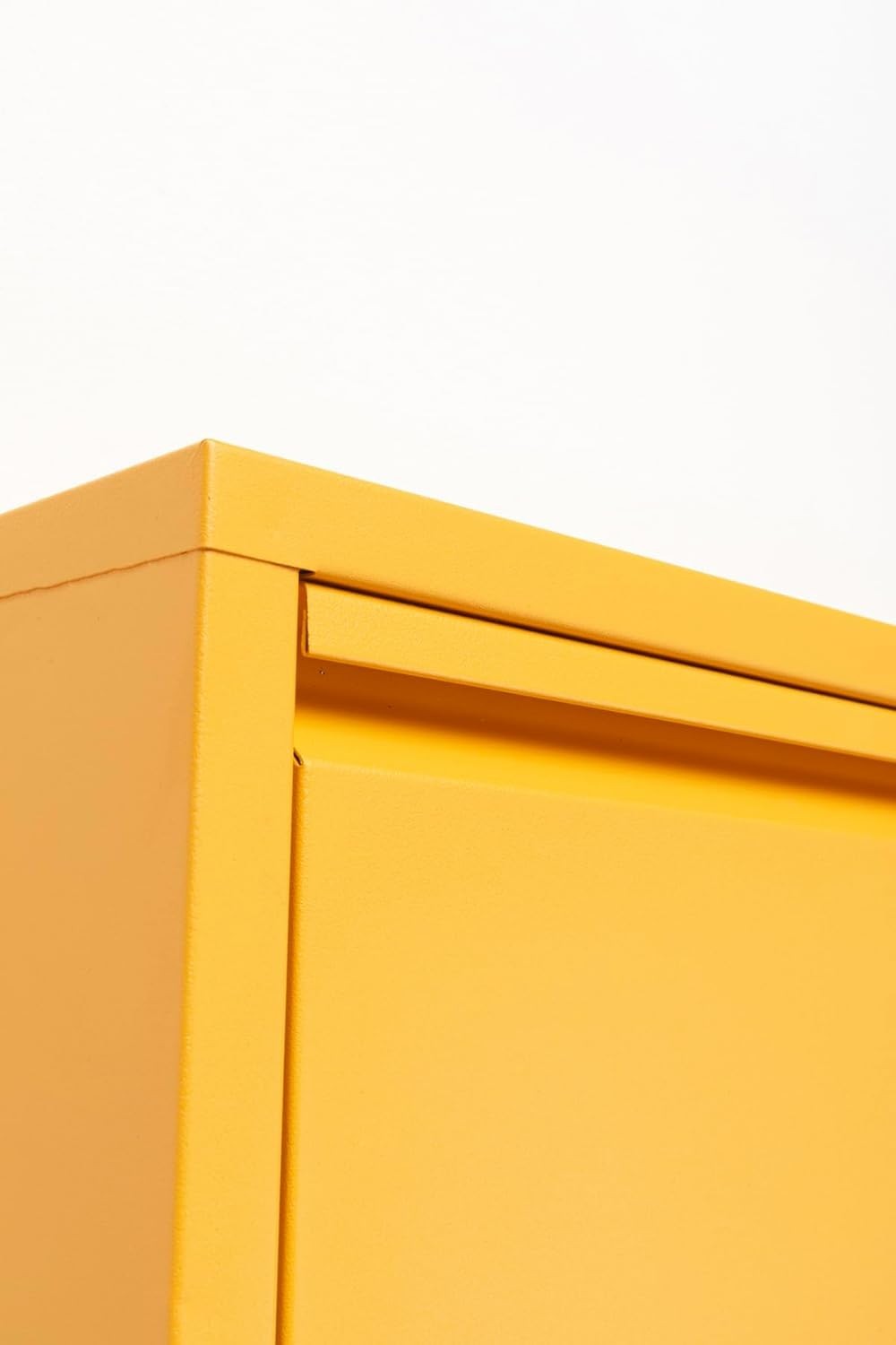 Slim 5-Drawer Shoe Cabinet Yellow– Space-Saving Metal Tilt Rack 170x50x15cm