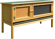Outdoor Rabbit Hutch Wooden Bunny Cage Hinged Top Slide Out Tray