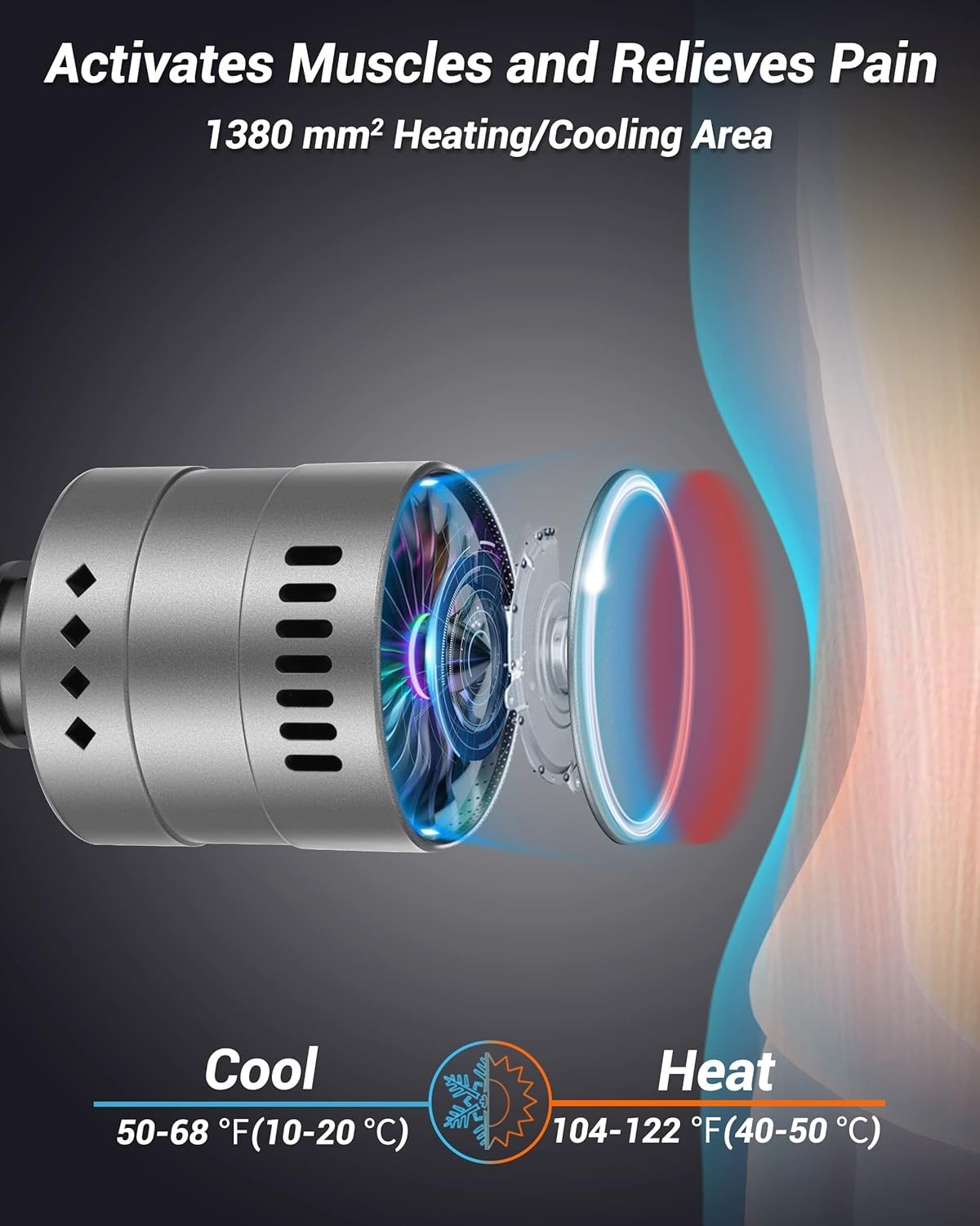Heated Cooling Massage Gun Head Deep Tissue Oil Absorbing Muscle Relief Tool
