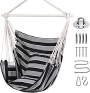 Hammock Chair Swing w/ Cushions & Bar | Indoor Outdoor 330lbs Max Support