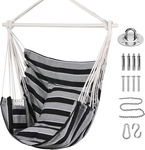 Hammock Chair Swing w/ Cushions & Bar | Indoor Outdoor 330lbs Max Support