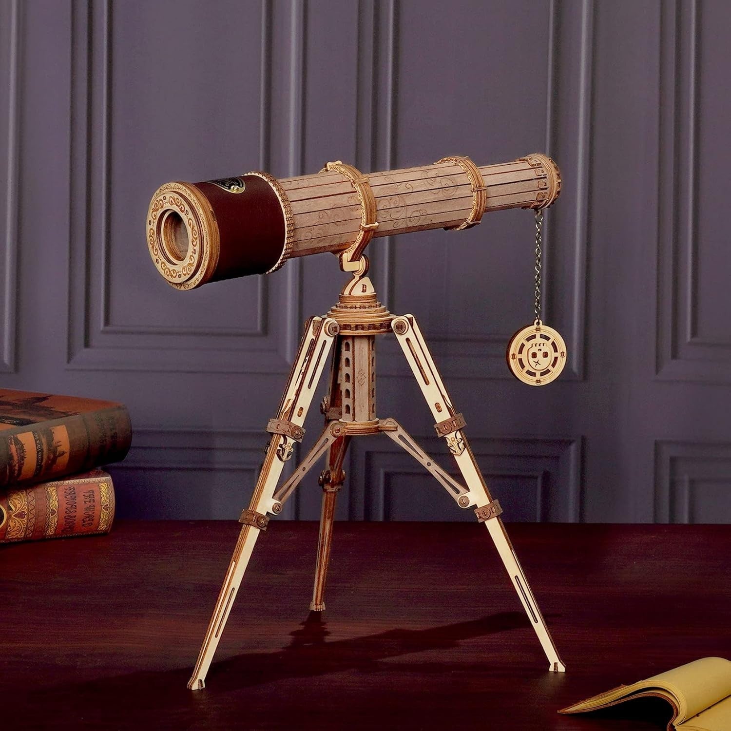 Wooden Telescope 3D Puzzle Kit DIY Model Toy for Adults Teens Gift Decor