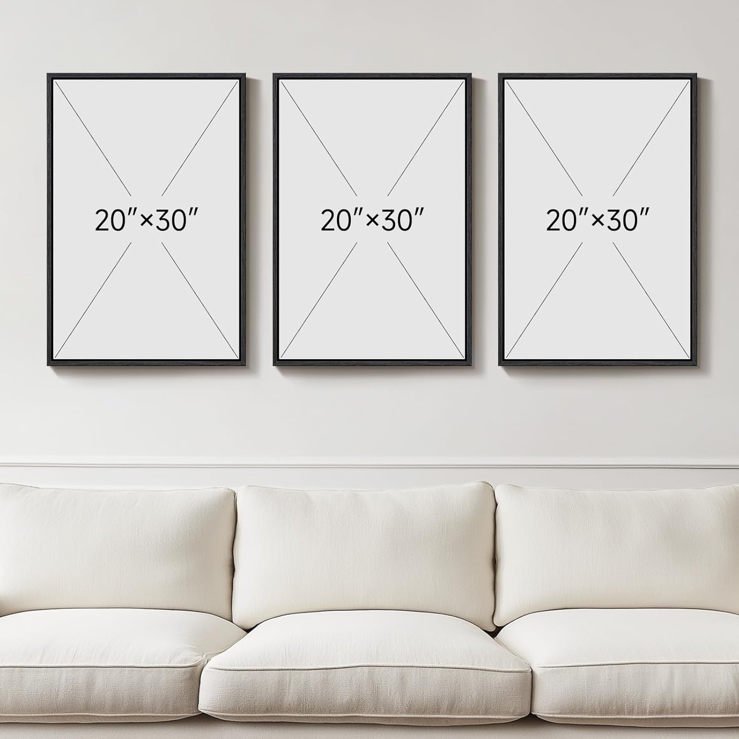 Framed Abstract 3D Wall Art 3pc 20x30in Neutral Textured