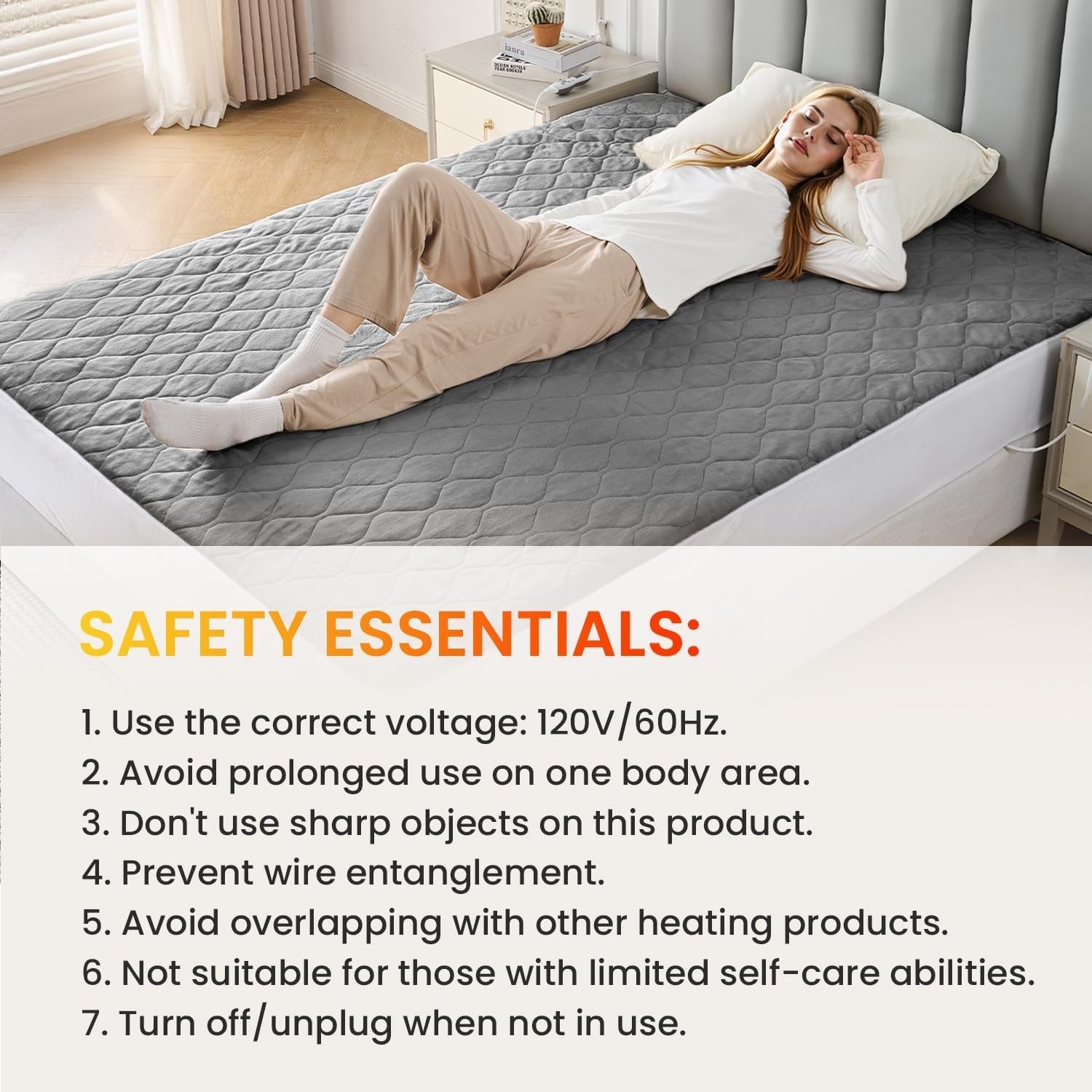 Electric Heated Underblanket King 150x200cm Dual Control 10 Heat Dark Grey