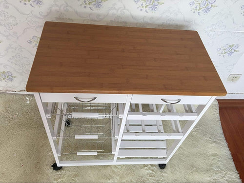 Kitchen Trolley Rolling Island Drawer Basket Storage Cart Lockable Wheels