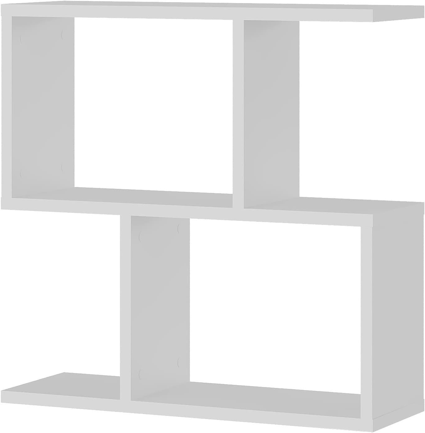 2 Tier Storage Side Table White - Slim Space-Saving Organizer 60x60x19.5cm