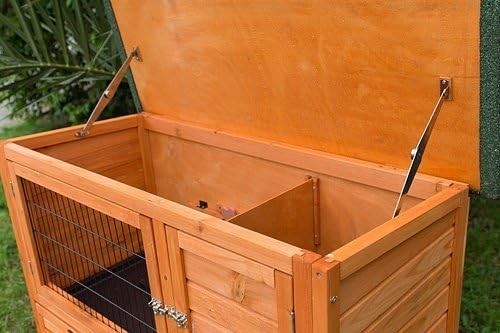 Double Decker Rabbit Hutch 41in Guinea Pig Cage Sliding Trays Outdoor